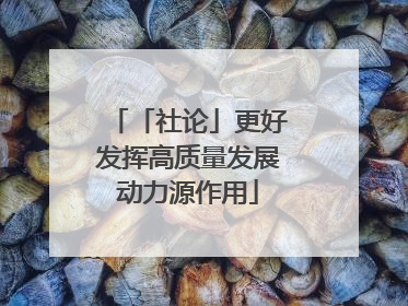 「社论」更好发挥高质量发展动力源作用