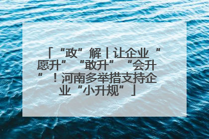 “政”解丨让企业“愿升”“敢升”“会升”！河南多举措支持企业“小升规”