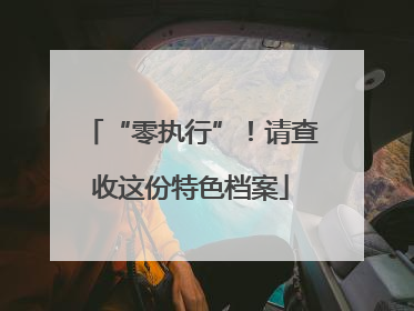 “零执行”！请查收这份特色档案