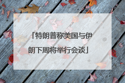 特朗普称美国与伊朗下周将举行会谈