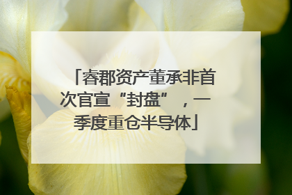 睿郡资产董承非首次官宣“封盘”，一季度重仓半导体