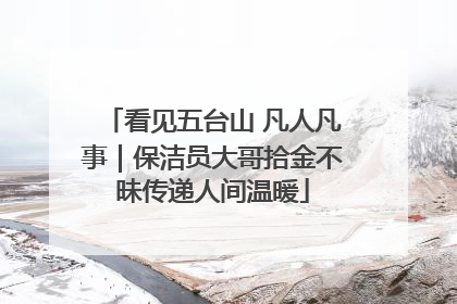 看见五台山 凡人凡事｜保洁员大哥拾金不昧传递人间温暖