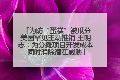 为防“蛋糕”被瓜分 美国罕见主动推销 王明志：为分摊项目开发成本同时消除潜在威胁