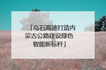 乌石高速打造内蒙古公路建设绿色智能新标杆