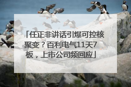 任正非讲话引爆可控核聚变？百利电气11天7板，上市公司频回应
