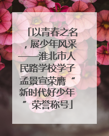 以青春之名，展少年风采——淮北市人民路学校学子孟景宣荣膺“新时代好少年”荣誉称号