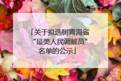 关于拟选树青海省“最美人民调解员” 名单的公示