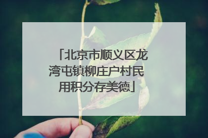 北京市顺义区龙湾屯镇柳庄户村民用积分存美德