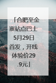 合肥至金寨站点巴士5月29日首发，开线体验价29.9元