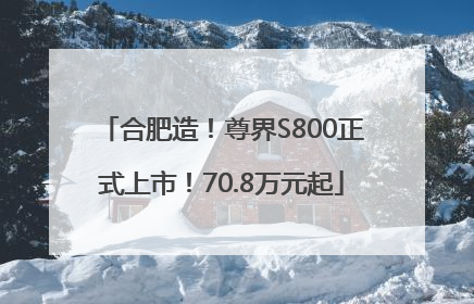 合肥造！尊界S800正式上市！70.8万元起