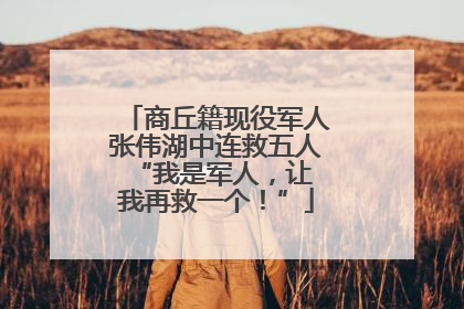 商丘籍现役军人张伟湖中连救五人 “我是军人，让我再救一个！”