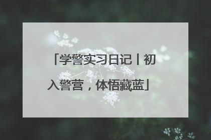 学警实习日记丨初入警营，体悟藏蓝