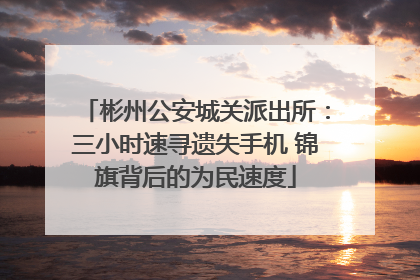 彬州公安城关派出所：三小时速寻遗失手机 锦旗背后的为民速度
