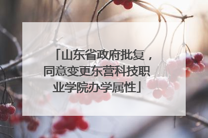 山东省政府批复，同意变更东营科技职业学院办学属性