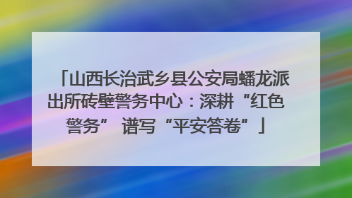 山西长治武乡县公安局蟠龙派出所砖壁警务中心：深耕“红色警务” 谱写“平安答卷”