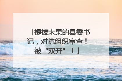 提拔未果的县委书记，对抗组织审查！被“双开”！