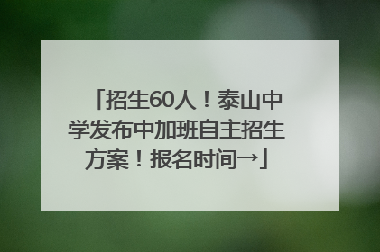 招生60人！泰山中学发布中加班自主招生方案！报名时间→