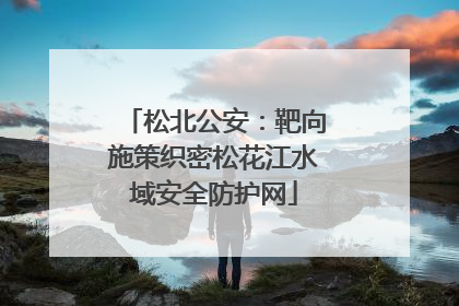 松北公安：靶向施策织密松花江水域安全防护网