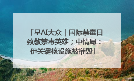 早AI大众｜国际禁毒日 致敬禁毒英雄；中情局：伊关键核设施被摧毁