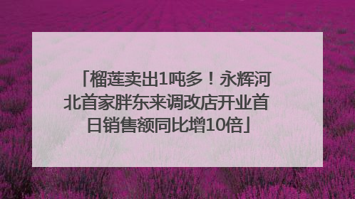榴莲卖出1吨多！永辉河北首家胖东来调改店开业首日销售额同比增10倍