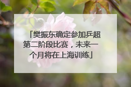 樊振东确定参加乒超第二阶段比赛，未来一个月将在上海训练