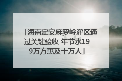 海南定安麻罗岭灌区通过关键验收 年节水199万方惠及十万人