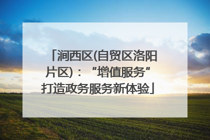 涧西区(自贸区洛阳片区)：“增值服务”打造政务服务新体验
