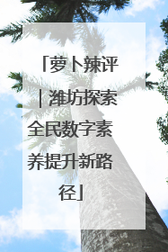 萝卜辣评｜潍坊探索全民数字素养提升新路径