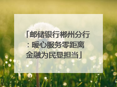 邮储银行郴州分行：暖心服务零距离 金融为民显担当