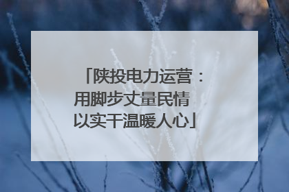 陕投电力运营：用脚步丈量民情 以实干温暖人心