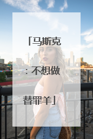 马斯克：不想做替罪羊