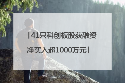 41只科创板股获融资净买入超1000万元
